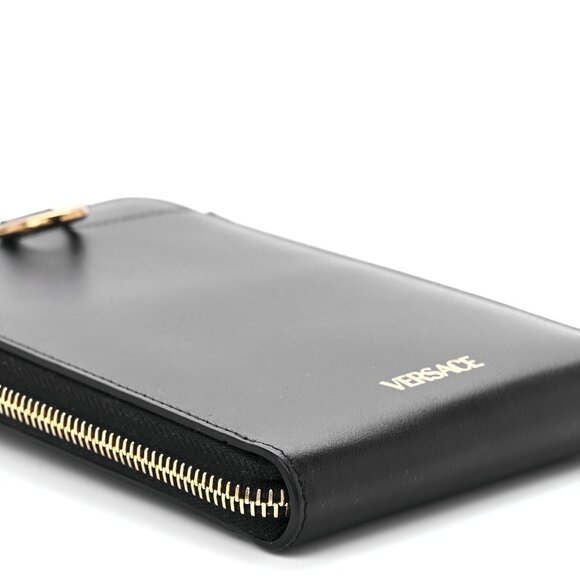 🎁 Versace Calfskin La Medusa Zip Around Lanyard Pouch - Picture 6 of 13